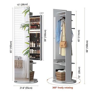 HollyHOME Jewelry Cabinet Armoire with Mirror, Lockable Jewelry Armoire  Organizer Clearance Wall/Door-Mount Hanging Armoire, Full Length Mirror for