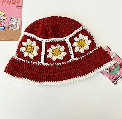 Floral Crochet Hat for Women Handmade Bucket Hats Foldable
