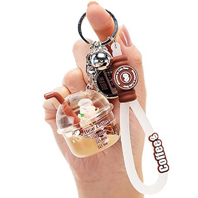 Tonsamvo Cute Keychains for Women/Girls, Kawaii Anime Pom Pom Key Chain Accessories Wristlet Keychain for Backpack Handbag Car Keys