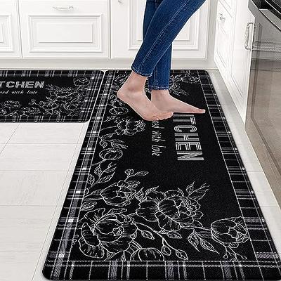 QiyI Floor Comfort Mats 2 Pieces Kitchen Rugs Leather Waterproof