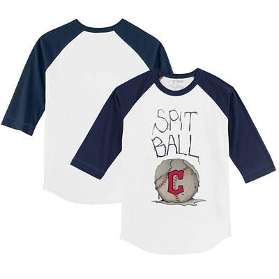 Youth Tiny Turnip White/Navy Cleveland Guardians Spit Ball 3/4