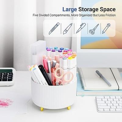 Marbrasse Desk Organizer, 360-Degree Rotating Pen Holder for Desk, Desk  Organizers and Accessories with 5 Compartments Pencil Organizer, Art Supply