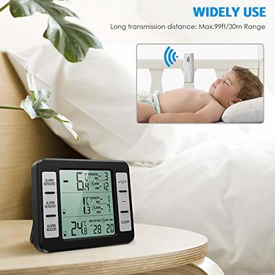 Refrigerator Digital Thermometer, Wireless Indoor Outdoor Thermometer with Remote Sensor Temperature Monitor Gauge with Audible Alarm, Min/Max Record