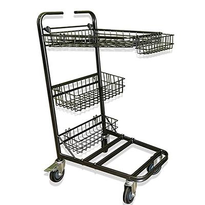 Rubbermaid Commercial Products Heavy Duty 3-Shelf Rolling  Service/Utility/Push Cart, 200 lbs. Capacity, Black, for