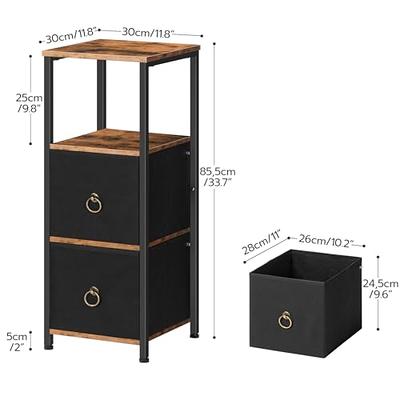 URTR Classic Wood 4-Drawer Storage Cabinet Dresser Storage Tower 4-Tier Storage Shelves with Removable Fabric Storage Box, Brown