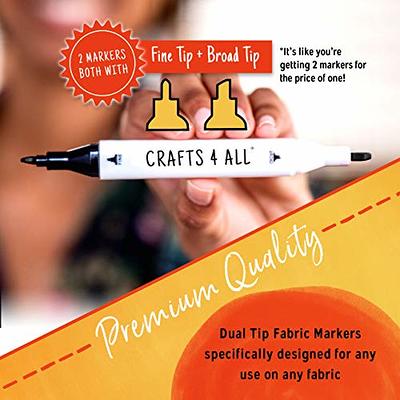 Crafts 4 All Fabric Markers for Clothes - Pack of 2 No Fade, Dual