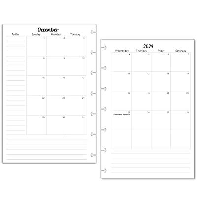  Foiled Pocket Rings Month on 2 Pages Deluxe Planner Calendar  Refill, 3.2 x 4.7