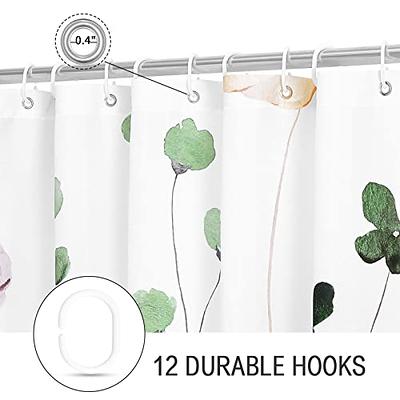 Waterproof Shower Curtain With Botanical Floral Sage Herb Pattern And 12  Plastic Hooks - Enhance Your Bathroom Decor And Protect Your Floors - Temu