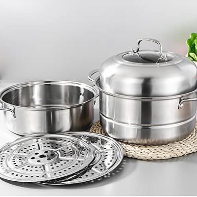  WUWEOT 11 Steamer Pot, 3 Tier Stainless Steel Steaming Pot Dim  Sum Cookware, Food Vegetable Cooking Pan With Stackable Pan Insert/Lid for  Vegetable, Dumpling, Stock, Sauce, Food: Home & Kitchen