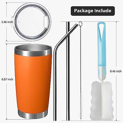 1Pck 20oz Tumblers Stainless Steel Insulated Thermal Cups Coffee Mugs Lid  Orange