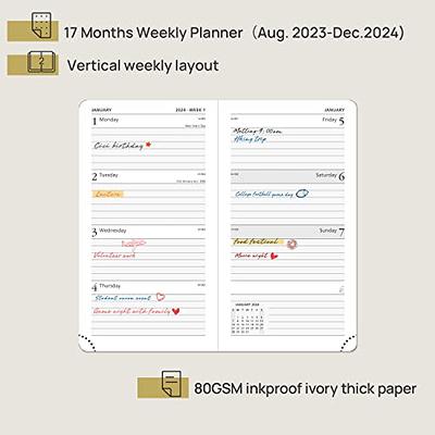 POPRUN 2024 Planner Daily Weekly and Monthly 8.5'' x 6.25'' - Vertical  Agenda 2024 with Hourly Schedule, Tabs & Calendars, Monthly Planner Spiral