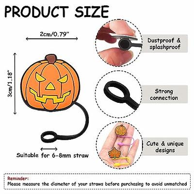 4pcs Cute Silicone Halloween Series Pumpkin Straw Dust Cover Cap For 8-10mm  Diameter Straws