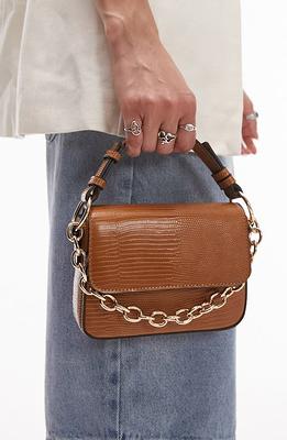 JW Pei Mini Flap Croc Embossed Faux Leather Crossbody Bag in Ivory Lizard