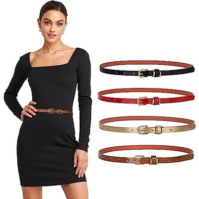 3 Pack Women Skinny Belts for Dresses, Unfader Double O Ring Waist Thin  Belts at  Women’s Clothing store