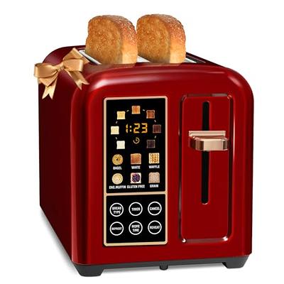 SEEDEEM Toaster 2 Slice, Stainless Steel Bread Toaster with LCD Display and Touch Buttons, 50% Faster Heating Speed, 6 Bread Selection, 7 Shade Settin