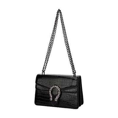 FAUX LEATHER FLAP SHOULDER BAG BLACK