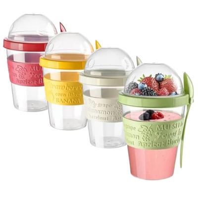 with Spoon & Lid Lunch Box Overnight Oats Container Yogurt Pots  Breakfast Cups