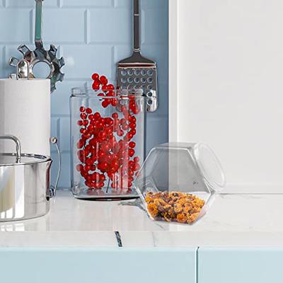 Glass Jar Clear Red Plastic Lid Kitchen Food Liquid Storage Container