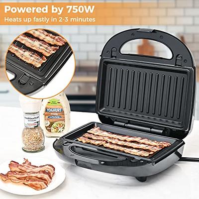 Ovente Electric Panini Press Grill Bread Toaster Nonstick Double