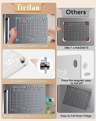 Yirilan Magnetic Acrylic Calendar for Fridge, Clear Set of 2 Dry Erase  Board Calendars for Fridge Reusable Planner, Includes 6 Colors Markers, Pen