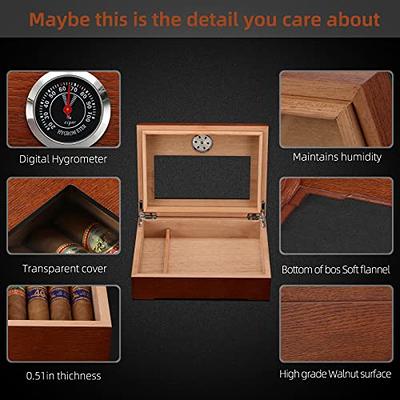 TISFA Cigar Humidor, Leather Cedar Wood Cigar Case with Cigar Lighter, V  Cut Cigar Cutter, Cigar Holder 3 in 1, Portable Travel Cigar Humidor Box  with