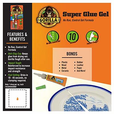 Gorilla Super Glue Gel, Four 3 Gram Tubes, Clear, (Pack of 1) - Yahoo  Shopping