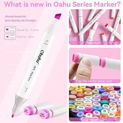 Ohuhu Markers for Adult Coloring Books: 60 Colors Coloring Markers Dual  Tips Fine & Brush Pens Water-Based Art Markers for Kids Adults Drawing  Sketching Bullet Journal Non-bleeding - Maui - White in