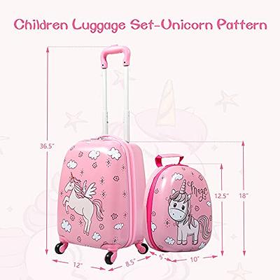 Unicorn Kids Luggage Girls Carry on Suitcase 4 Spinner Wheels