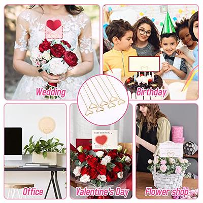 40Pcs Floral Card Holder Picks, Heart Loop, Picture Holders, Photo