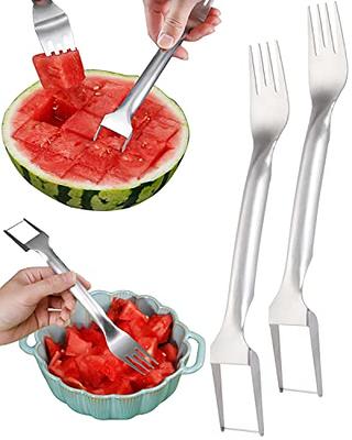 2 In 1 Watermelon Fork Stainless Steel Fruit Cutting Tools Slicer