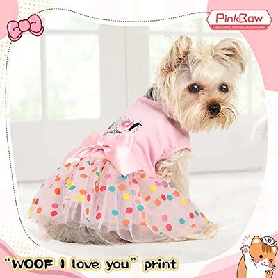 3 Pieces Dog Dresses for Small Dogs Girl Summer Puppy Clothes Outfit  Apparel Female Cute Cat Skirt Pup Tutu Pink Yorkie Clothing Breathable Pet  Dress
