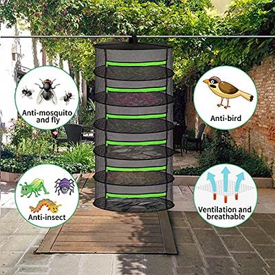 Bestio Herb Drying Rack, 4 Layer Hanging Drying Rack Mesh for Plants with  Zipper, Pruning Scissors, Hook, Black Weed Drying Rack Net, for Drying Herb