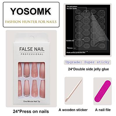 YOSOMK 24PCS Long False Fake Nails Coffin Press on Nails with Designs Full  Cover Acrylic Nails Glue On Nail Diamonds Stick on Nails for Women  Girls（Pink Diamonds 2） - Yahoo Shopping