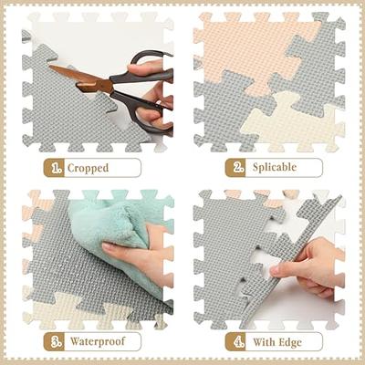 Nuanchu 60 Pcs Kids Foam Puzzle Floor Mat Bulk Solid Color Foam