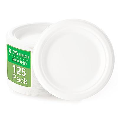100% Compostable 7 Inch Paper Plates [125-Pack] Heavy-Duty Plate, Natural  Disposable Bagasse Plate, Eco-Friendly Made of Sugarcane Fibers-Natural