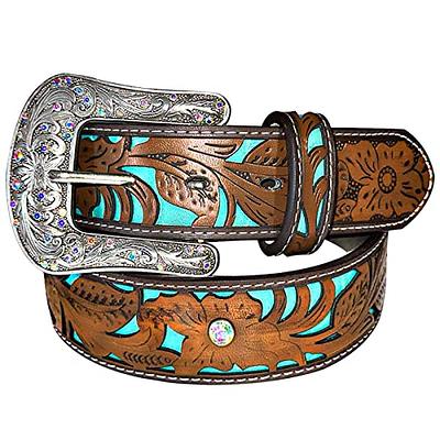  QIQILUXI Two Buckles Western Belt for Women Double