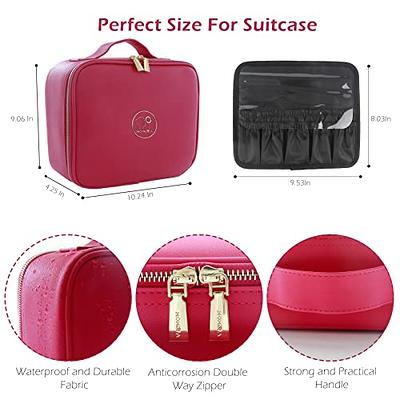 Portable Artist Storage Bag Adjustable Dividers Makeup Bag with Mirror  & Light