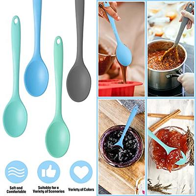 4 Pieces Silicone Spoons, 11inch Long Handle Mixing Spoons Heat