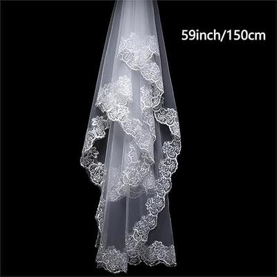 Misgirlot 1Pcs Wedding Veils for Brides White Lace Long 59Inches Elegant  and Pure White Veils for Brides Single Layer lace Wedding Bridal Veil -  Yahoo Shopping