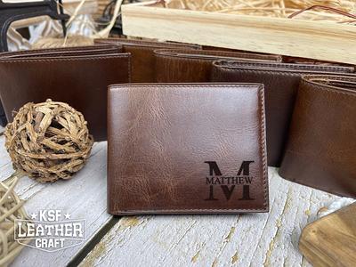 Personalized Leather Wallet for Men, Engraved Wallet in Gift Box  (optional), Custom Wallet with Monogram, Name, Anniversary, Birthday,  Graduation