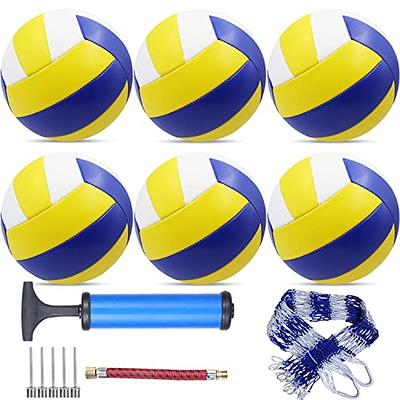 Professional Indoor Volleyball PU Leather Outdoor Ball w/ Ball Pump Beach  Gym Training play children Beginner Teenager Blue Yellow