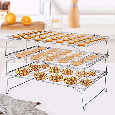 Baking Sheet and 2-Tier Cooling Racks Set, P&P CHEF Stainless Steel Baking  Pan