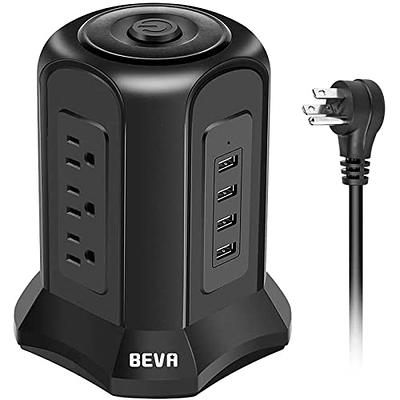BEVA Power Strip Tower with USB Ports, 16 in 1 Surge Protector Tower, 12 AC  and
