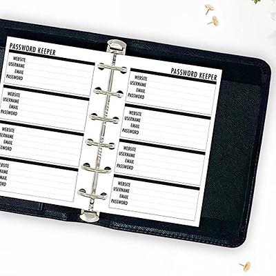 CityGirl Planners A5 Password Keeper Planner Insert Refill, Fits 6-Rings  Binders - Filofax, LV GM, Moterm, Choice of Quantity