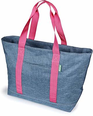 Simple Modern Tote Bag for Women | Large Work Shoulder Bag with Zipper Top  and Water-Resistant Exterior for Travel, Gym and Pool with Pockets | 22