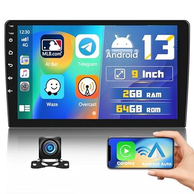  Android Car Stereo Double Din with Wireless Carplay Android Auto,  9 Inch Touch Screen Head Unit Supports GPS Navigation, WiFi, Hi-Fi Sound,  FM/RDS Radio, Split Screen + Backup Camera : Electronics