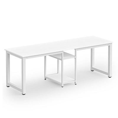 Tribesigns 2 Person Desk, 78 inch Double Desk with 2 Drawers, Large Computer Desk Long Desks with Storage Shelves, Brown