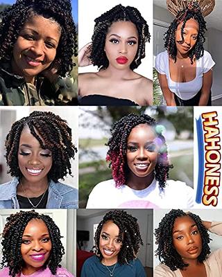 WUDAS Short Passion Twist Hair 8 Inch Pre-twisted Passion Twists Crochet  Hair Pre-looped Synthetic Crochet Braids (7 Packs,1B) 8 Inch (Pack of 7) 1B