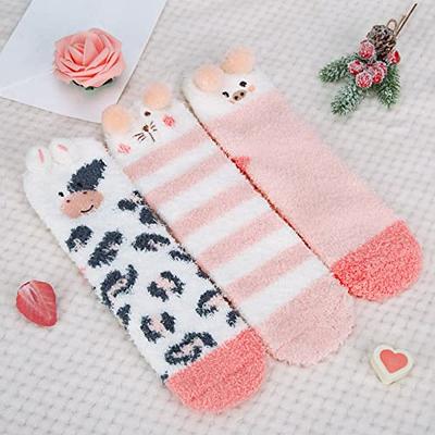 4pairs Women's Fuzzy Socks Cute Animal Plush Socks Slipper Winter Fluffy  Cozy Cabin Warm Soft Comfy Home Socks, Free Shipping For New Users