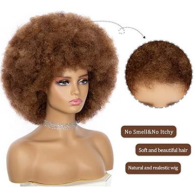 Synthetic High Puff Afro Short Kinky Curly Middle-Part Wig Clips in Hair  Extensi